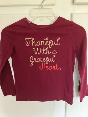 Cat & Jack Burgundy Long-Sleeve Tee with Script Heart Design